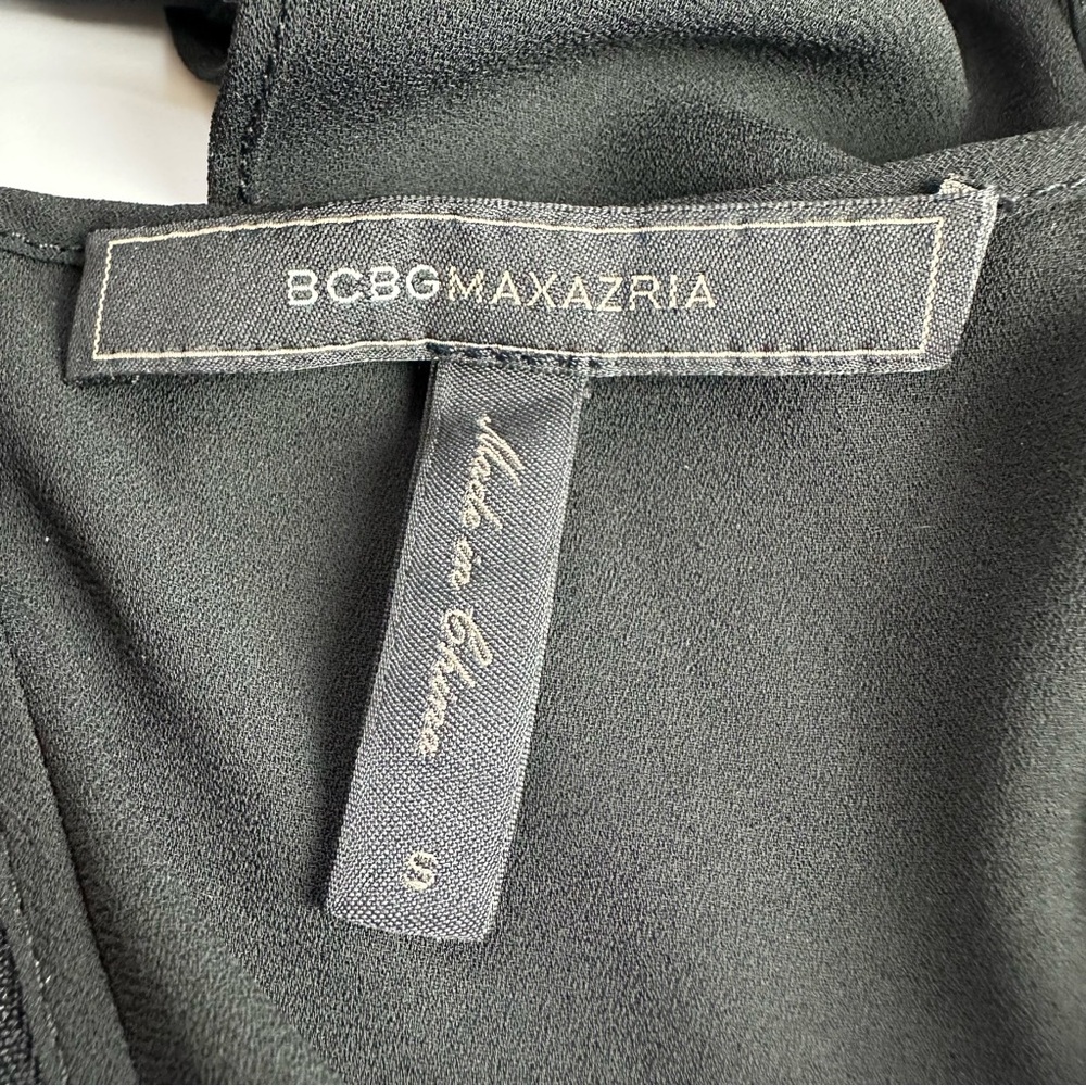 BCBG MaxAzria Faux Wrap Dress Women's Size Small Black Coquette Sexy LBD - Picture 9 of 10